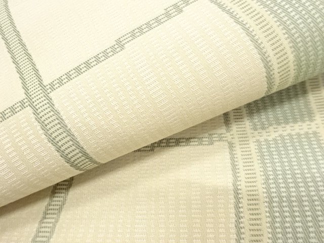  格子模様織り出し　袋帯